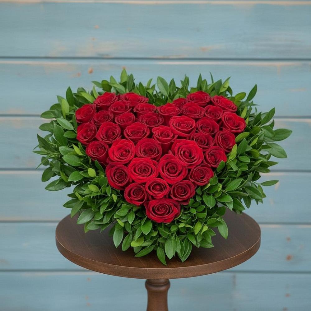 Цветочная композиция из Розы в виде сердца в Уютном