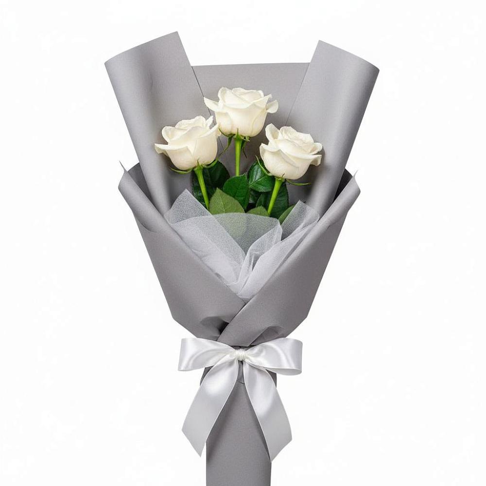 Букет 3 белые розы в Уютном