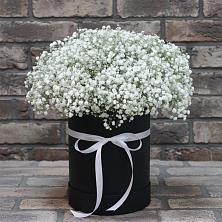 Цветочная композиция из Гипсофила в шляпной коробке в Уютном